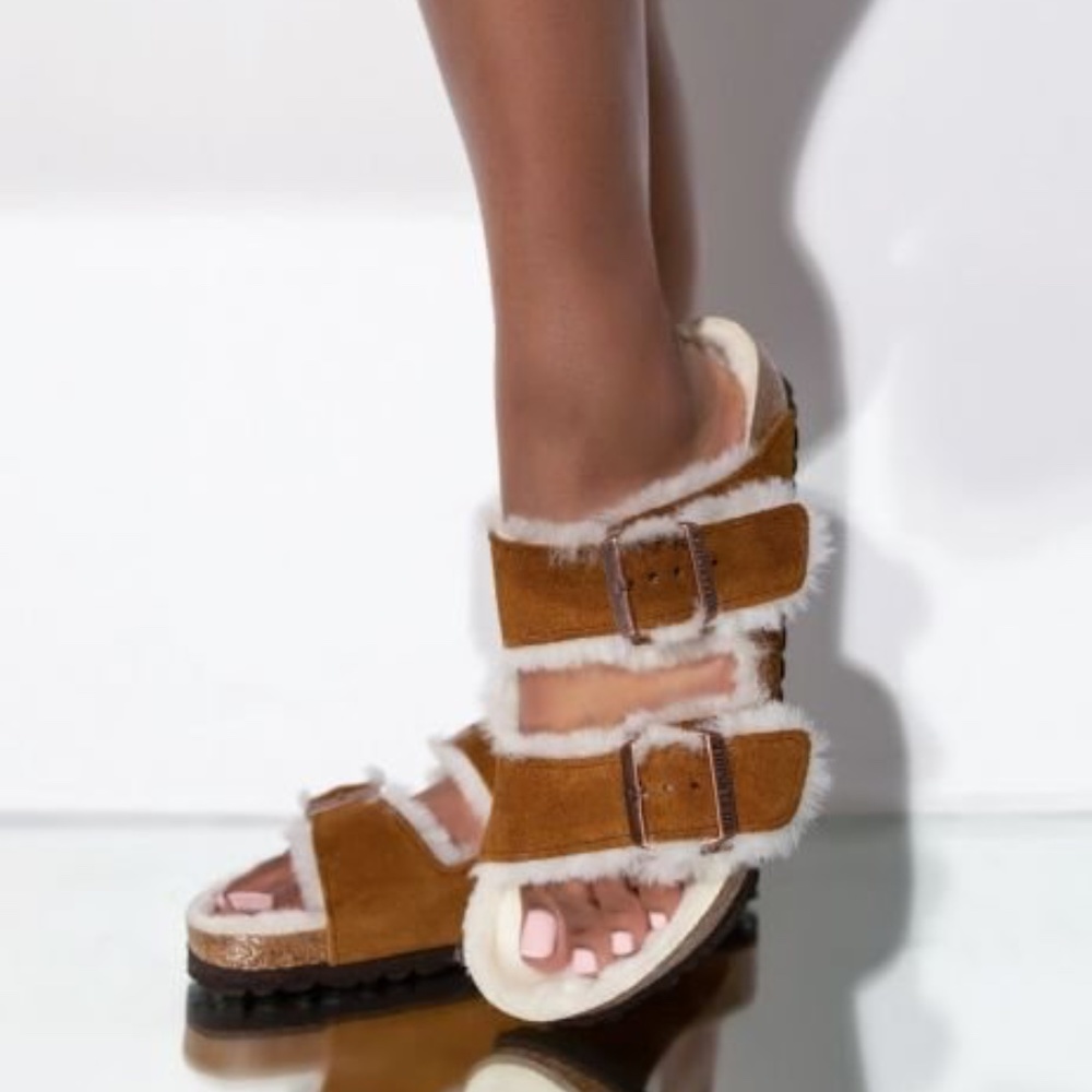 Birkenstock Arizona Shearling Sandals in Mink